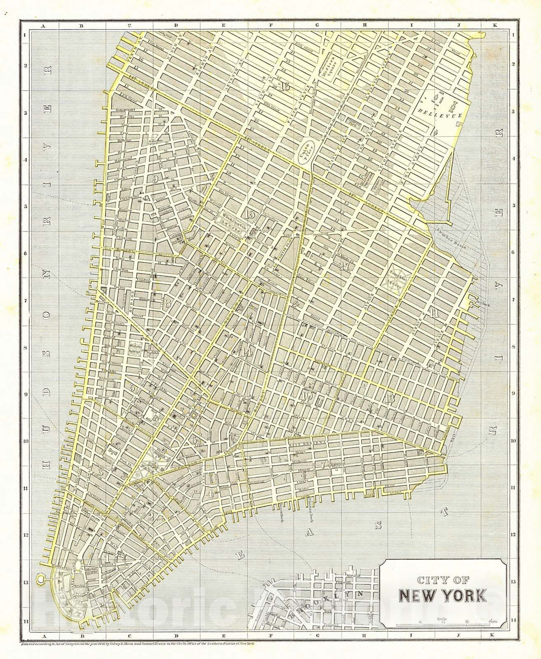 Historic Map : 1842 City of New York : Vintage Wall Art