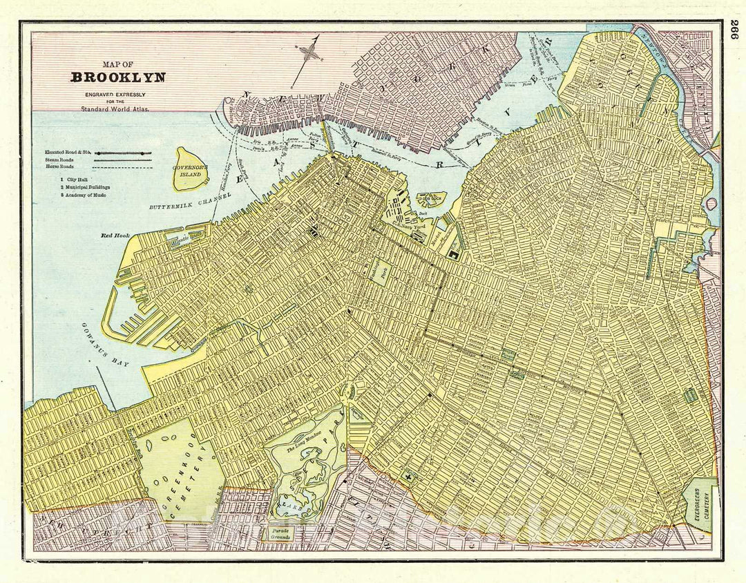 Historic Map : 1887 Map of Brooklyn : Vintage Wall Art