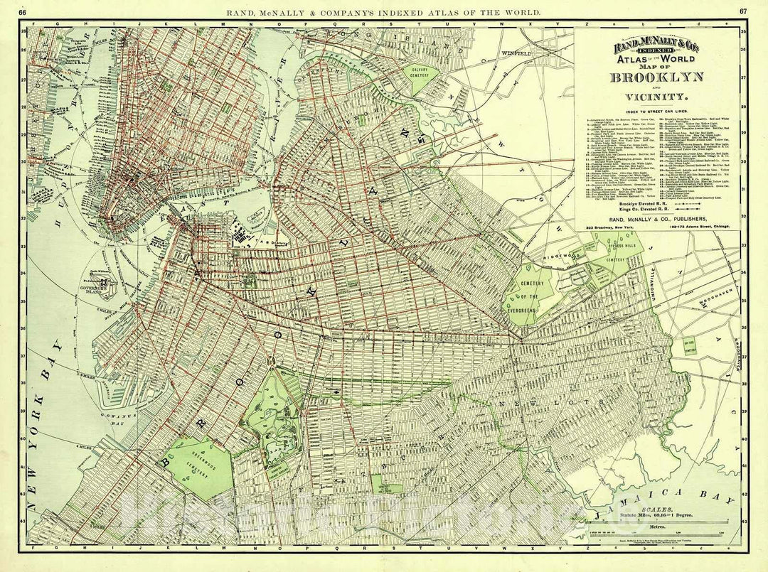 Historic Map : 1892 Brooklyn and Vicinity : Vintage Wall Art