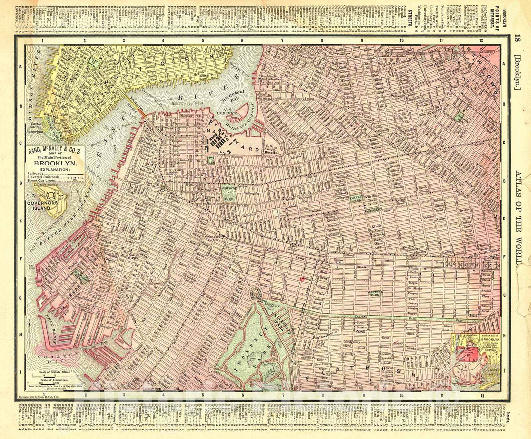 Historic Map : 1895 Map of the Main Portion of Brooklyn : Vintage Wall Art