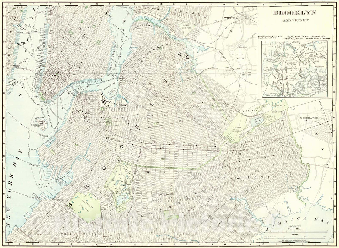 Historic Map : 1901 Brooklyn and Vicinity : Vintage Wall Art