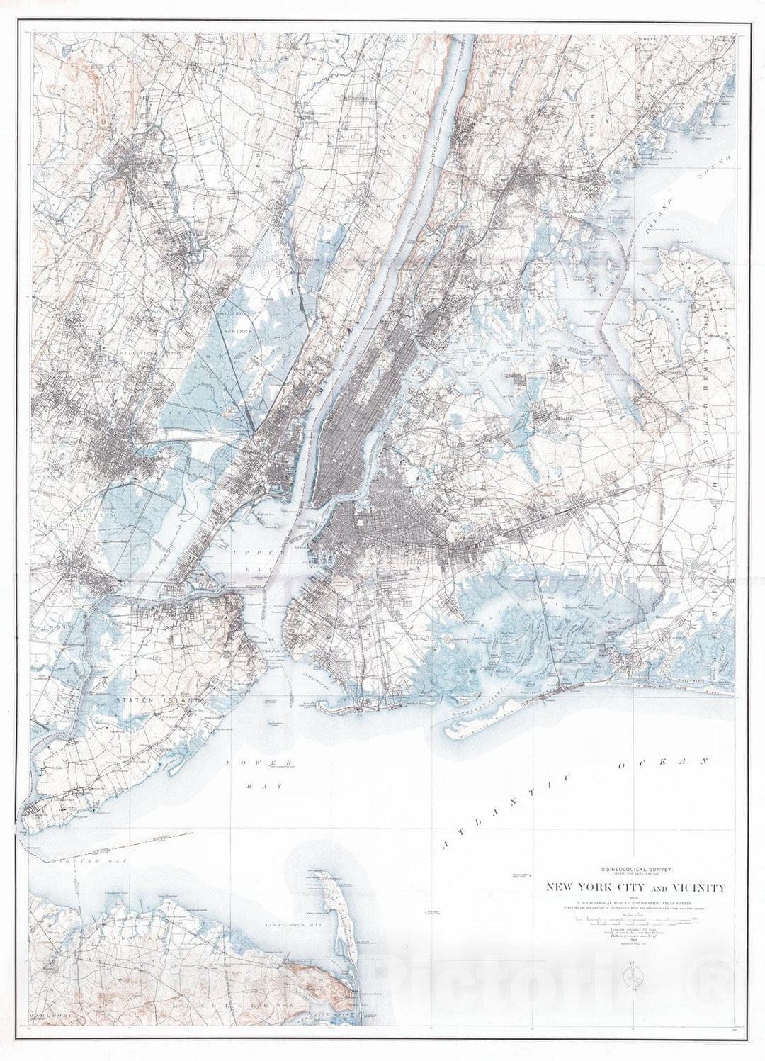 Historic Map : 1901 New York City and Vicinity : Vintage Wall Art