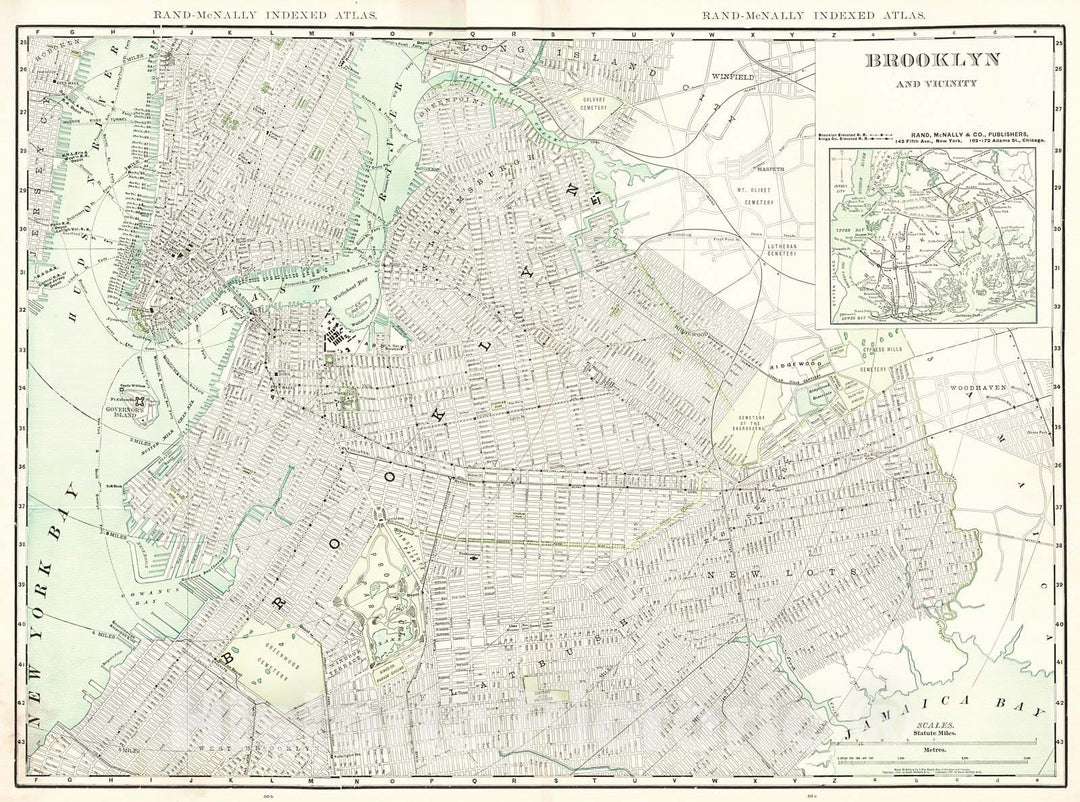 Historic Map : 1905 Brooklyn and Vicinity : Vintage Wall Art