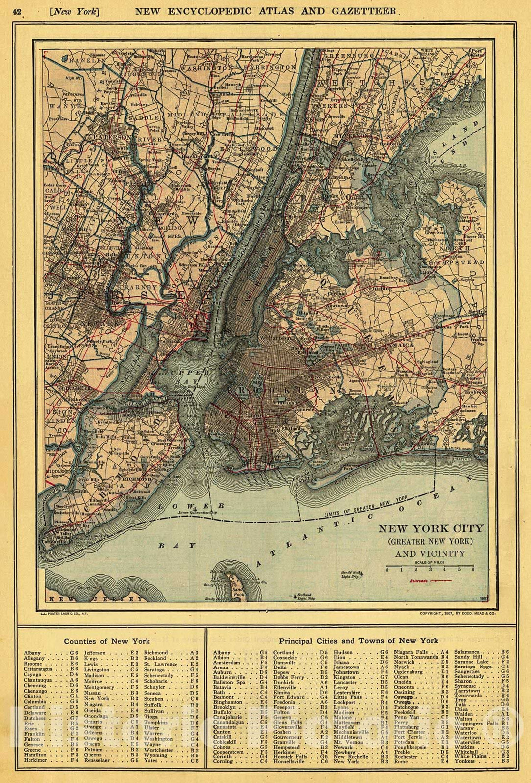 Historic Map : 1909 New York City and Vicinity : Vintage Wall Art