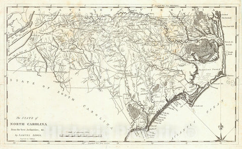 Historic Map : 1795 The State of North Carolina from the best Authorities : Vintage Wall Art