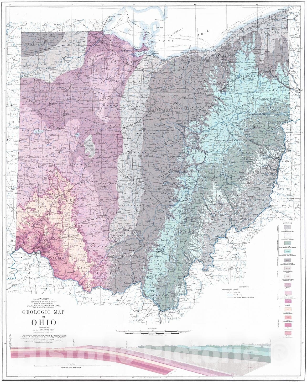 Historic Map : 1947 Geologic Map of Ohio : Vintage Wall Art