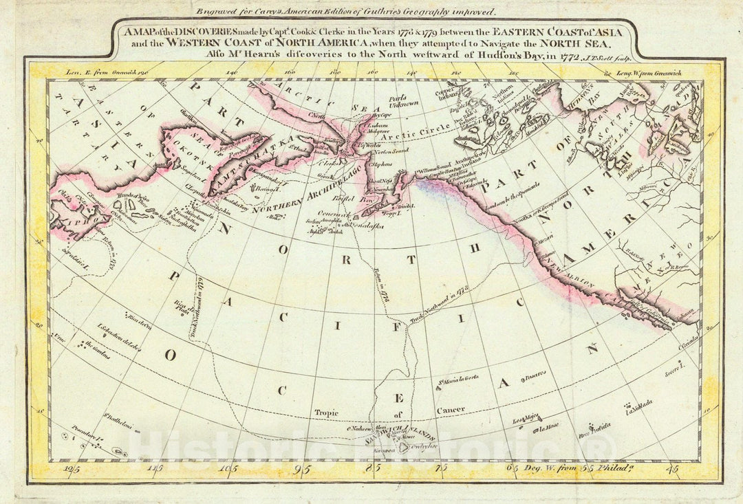 Historic Map : 1795 A Map of the Discoveries Made by Capts. Cook & Clerke between the Eastern Coast of Asia and the Western Coast of North America : Vintage Wall Art