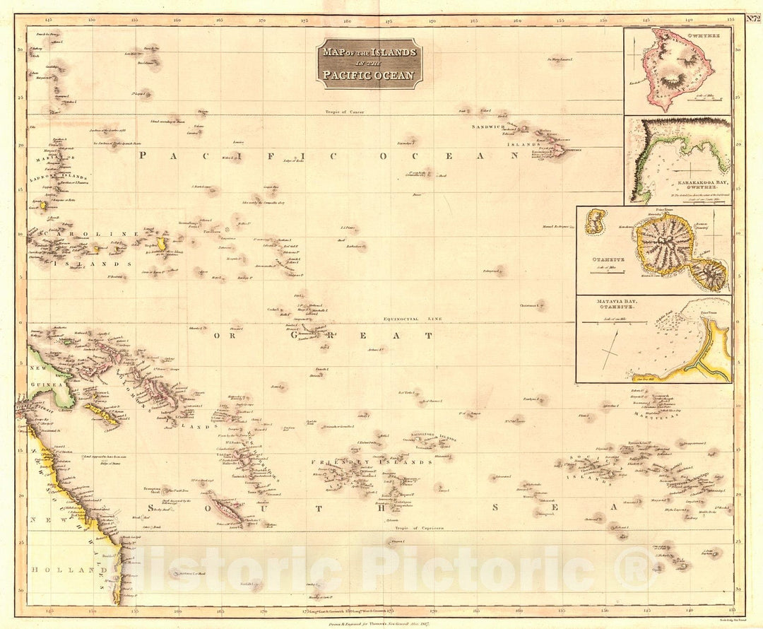 Historic Map : 1817 Map of the Islands in the Pacific Ocean  : Vintage Wall Art