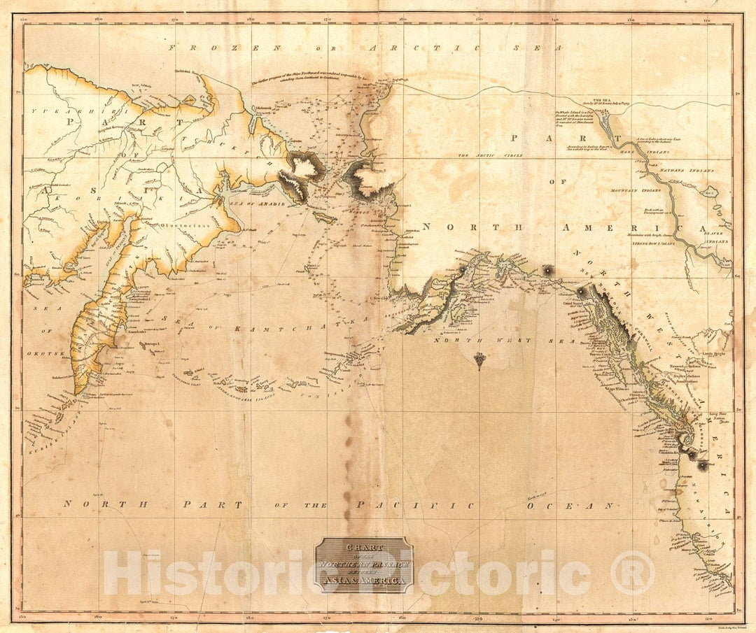 Historic Map : 1817 Chart of the Northern Passage Between Asia & America : Vintage Wall Art