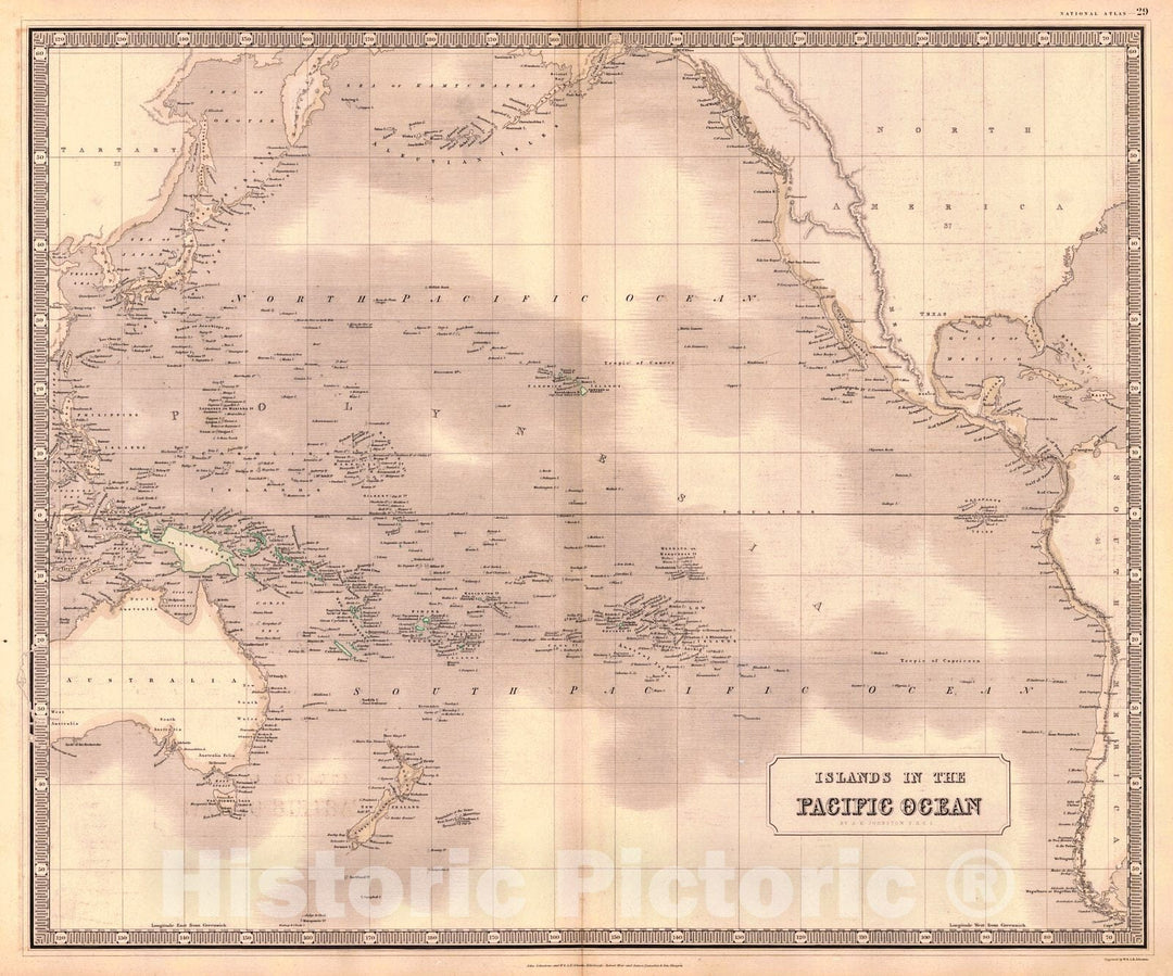 Historic Map : 1845 Islands in the Pacific Ocean : Vintage Wall Art