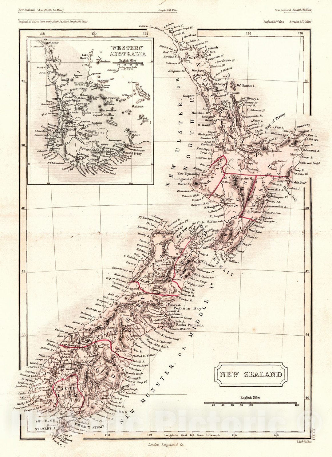 Historic Map : 1861 New Zealand : Vintage Wall Art