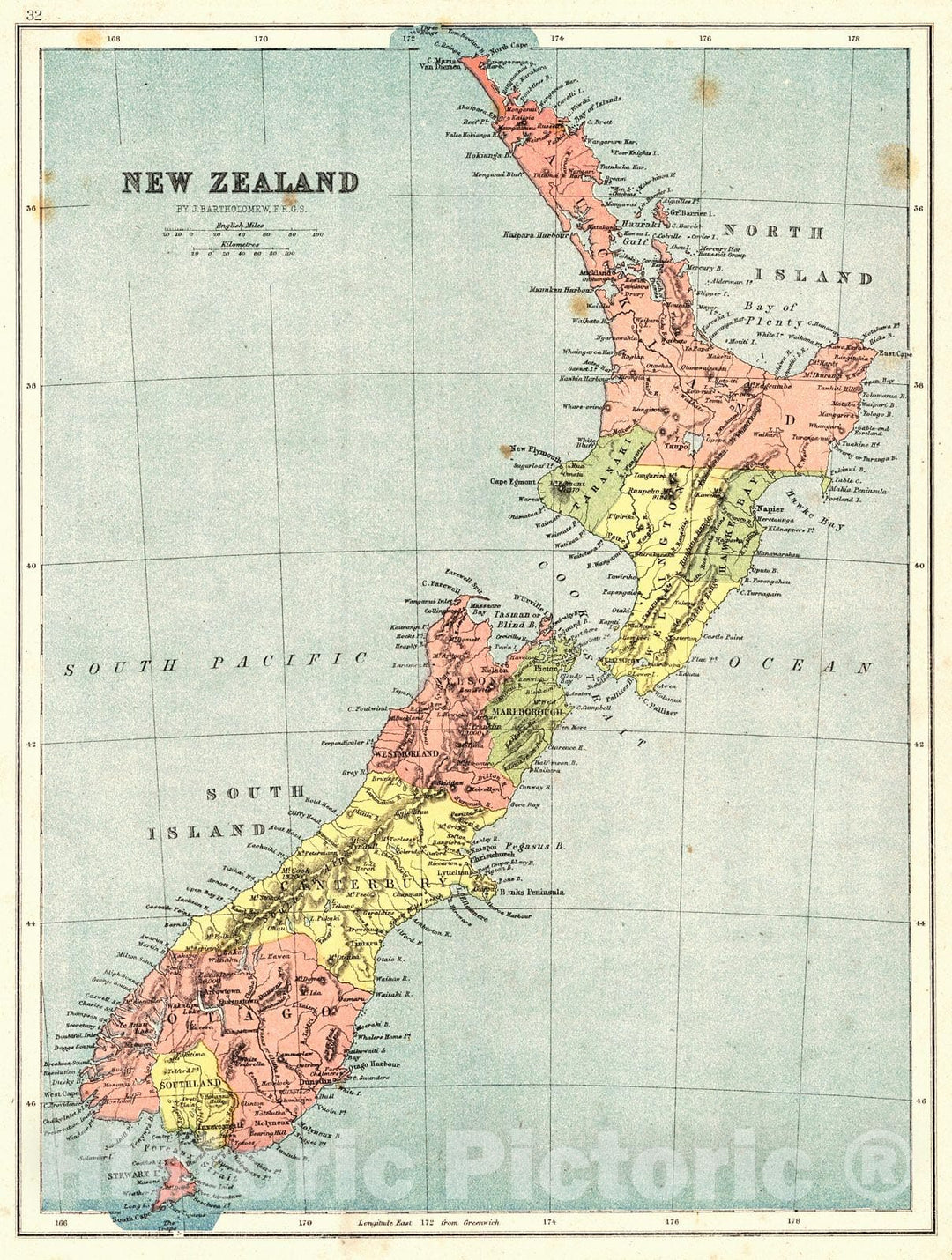 Historic Map : 1870 New Zealand : Vintage Wall Art