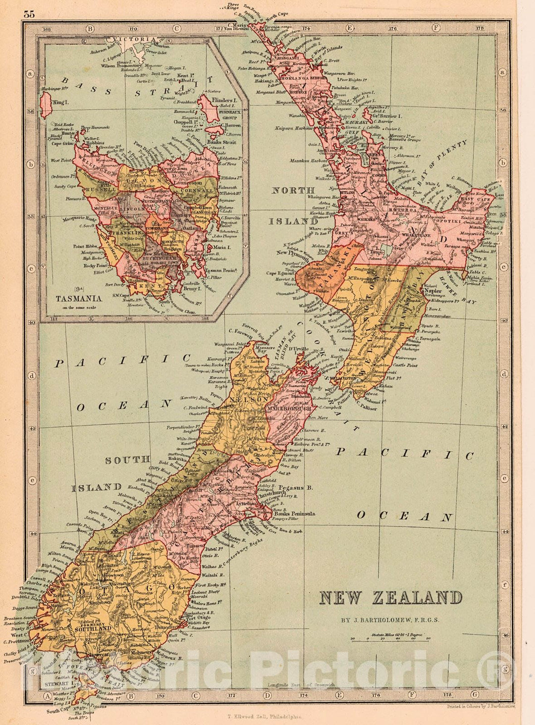 Historic Map : 1873 New Zealand : Vintage Wall Art