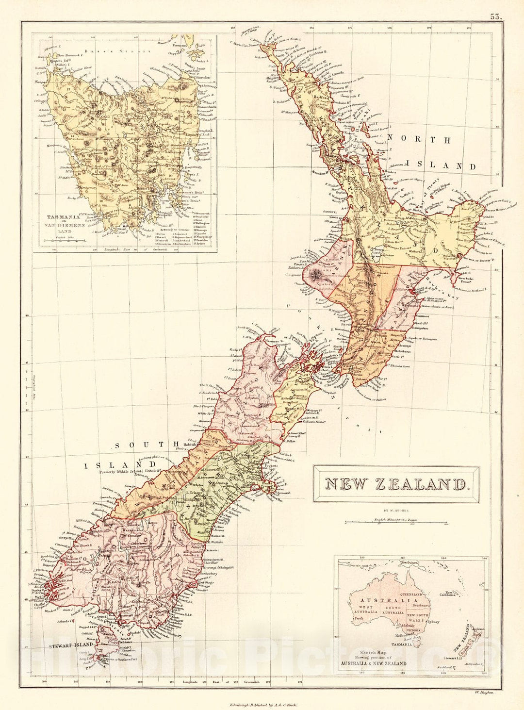 Historic Map : 1879 New Zealand : Vintage Wall Art