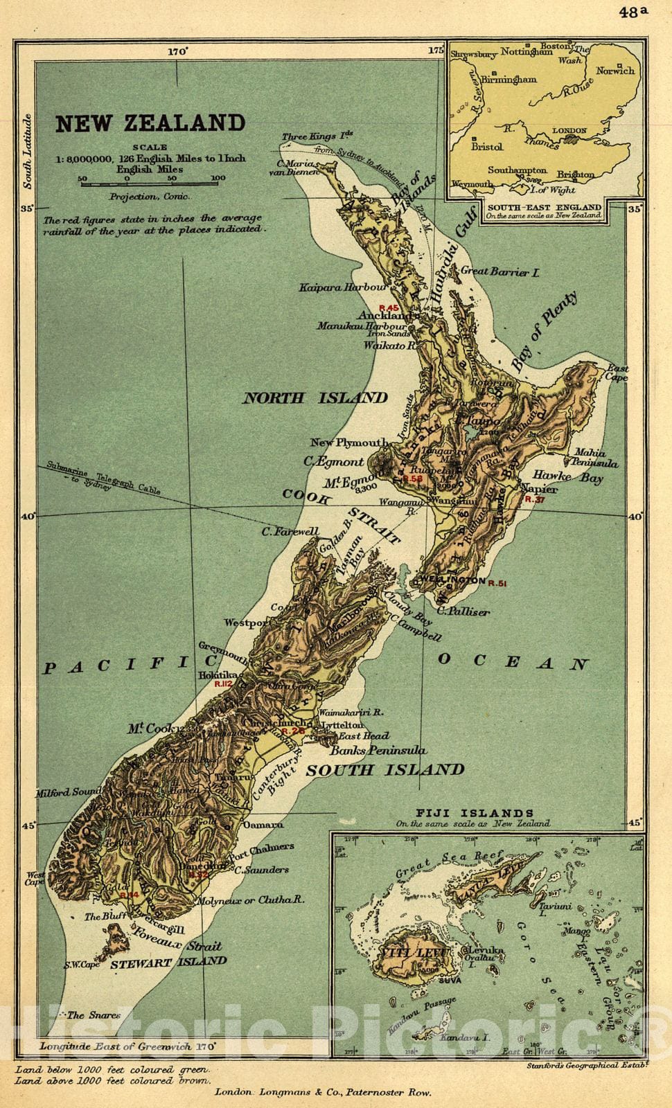 Historic Map : 1889 New Zealand : Vintage Wall Art