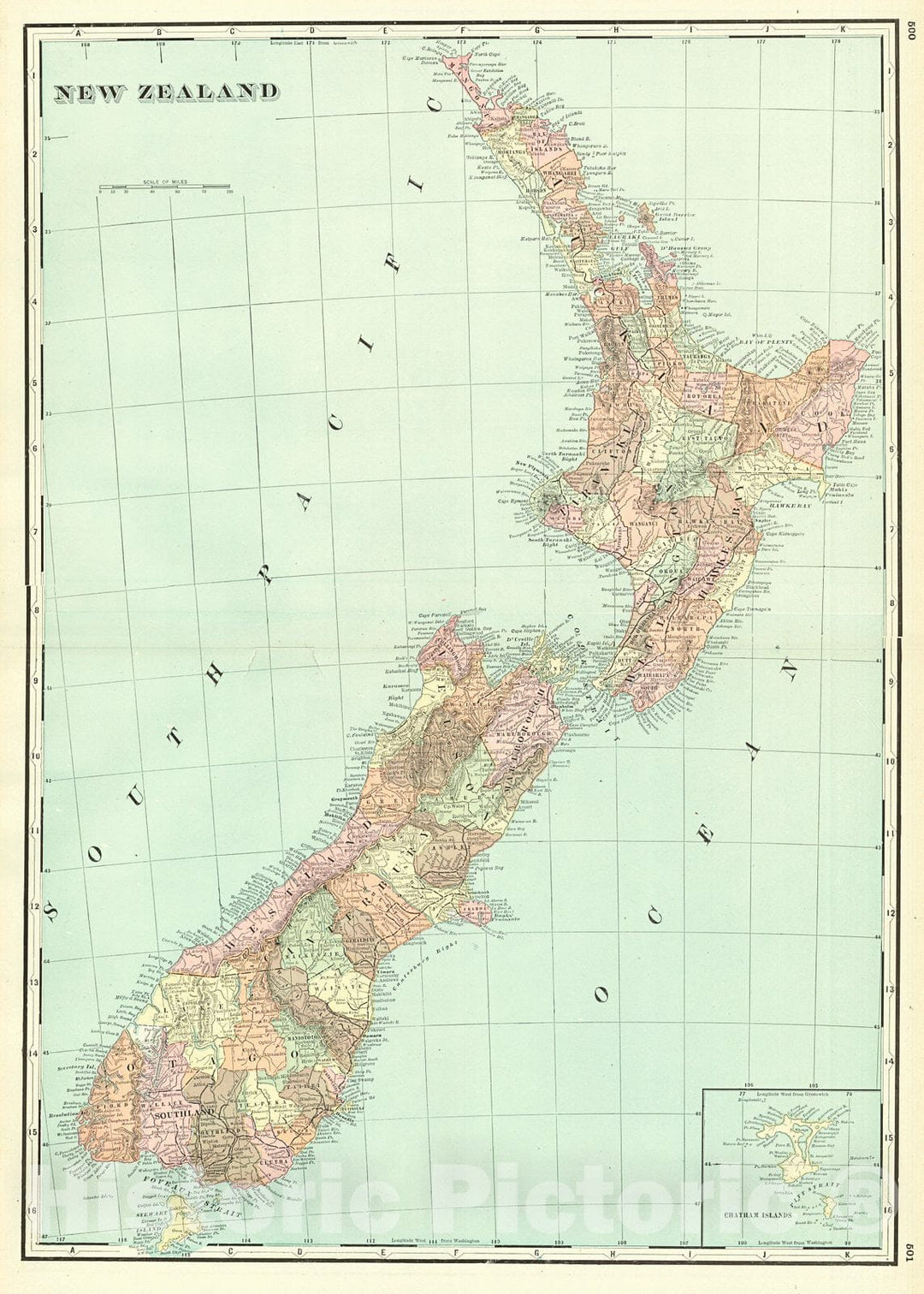 Historic Map : 1895 New Zealand : Vintage Wall Art