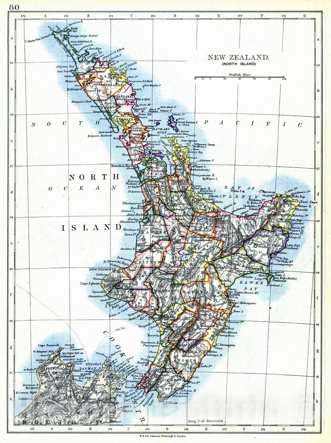 Historic Map : 1897 New Zealand (North Island) : Vintage Wall Art