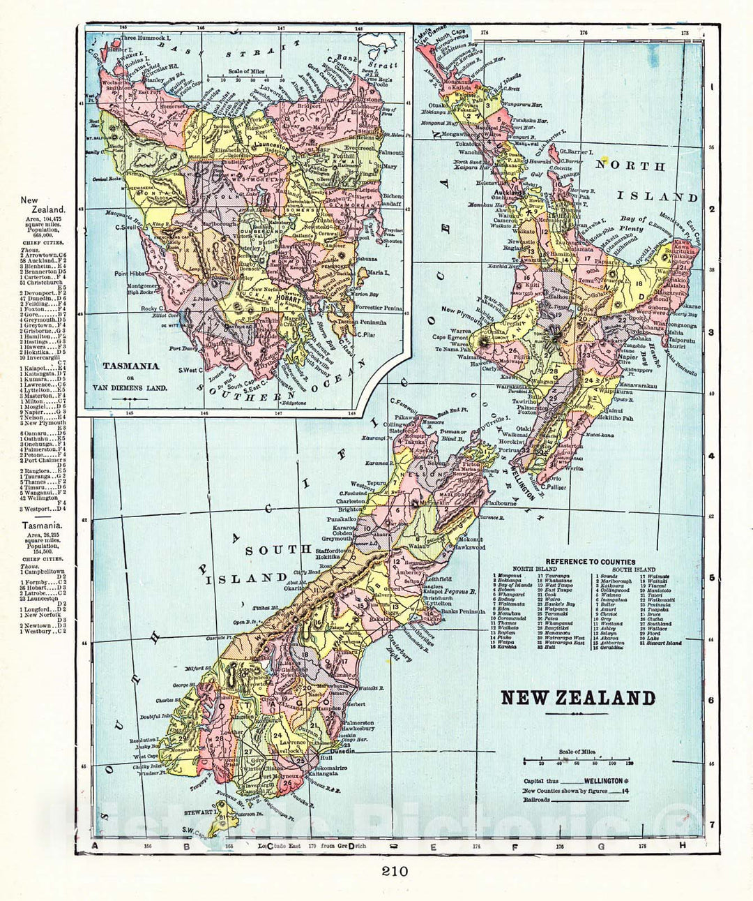 Historic Map : 1898 New Zealand : Vintage Wall Art