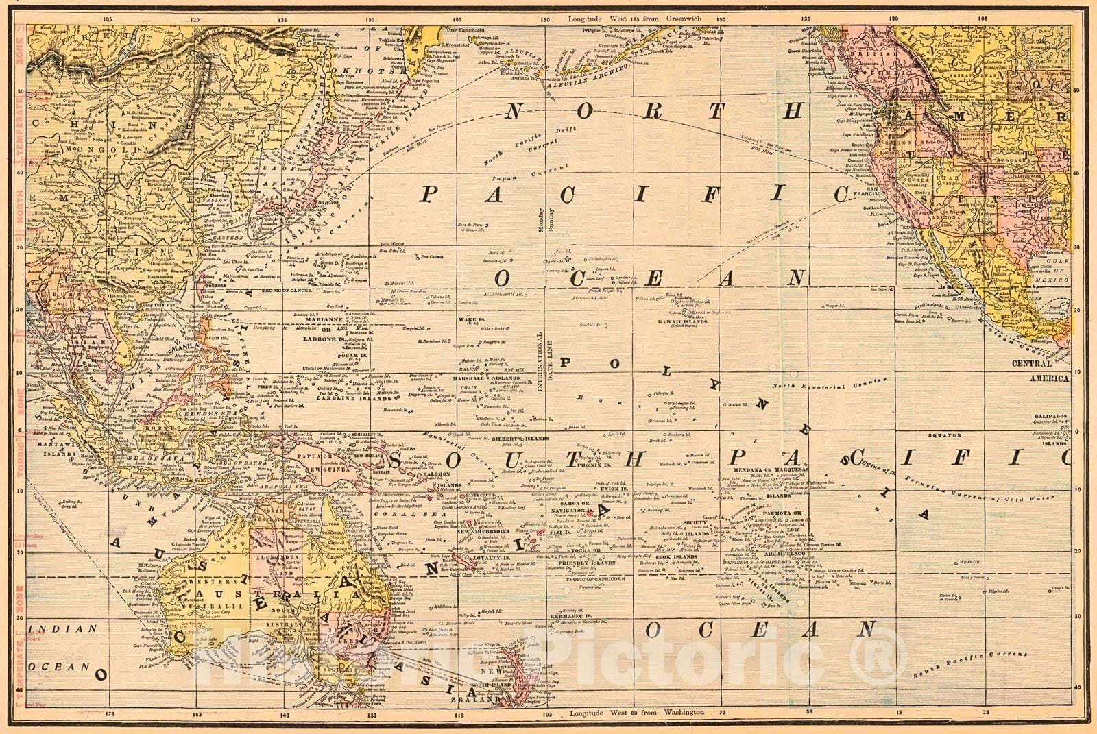 Historic Map : 1899 [Pacific Ocean] : Vintage Wall Art