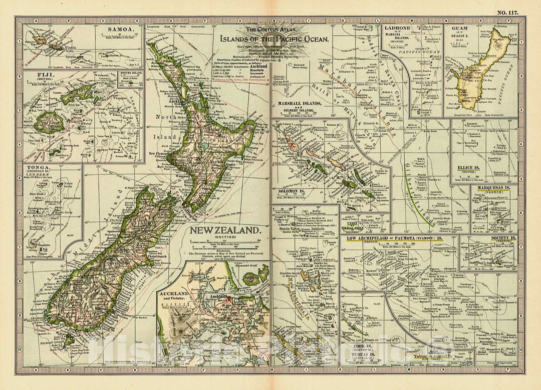 Historic Map : 1899 Islands of the Pacific Ocean, with New Zealand : Vintage Wall Art