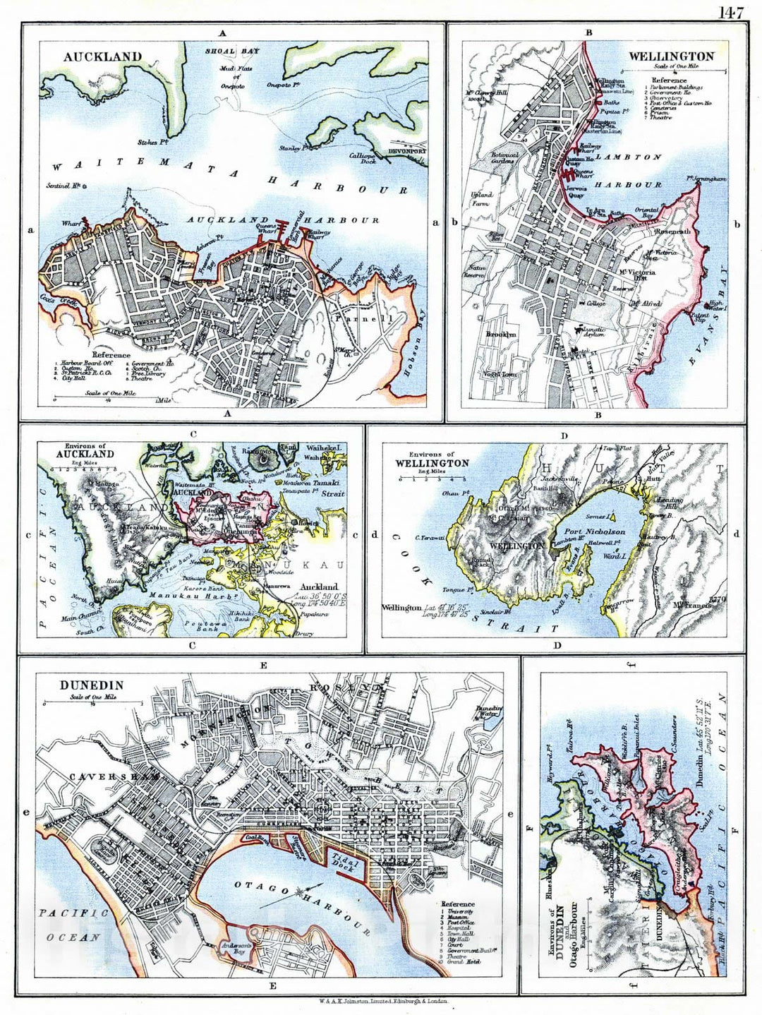 Historic Map : 1901 [Major Cities of New Zealand] : Vintage Wall Art