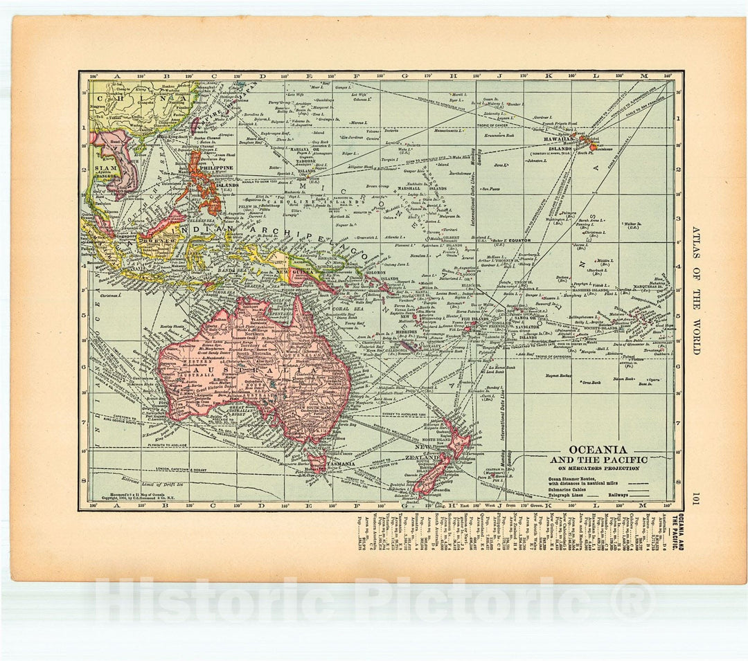 Historic Map : 1906 Oceania and the Pacific : Vintage Wall Art