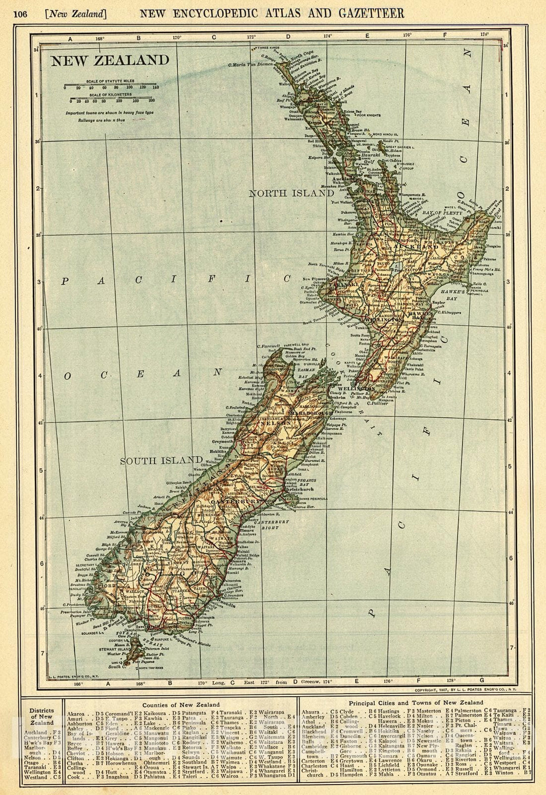 Historic Map : 1909 New Zealand : Vintage Wall Art