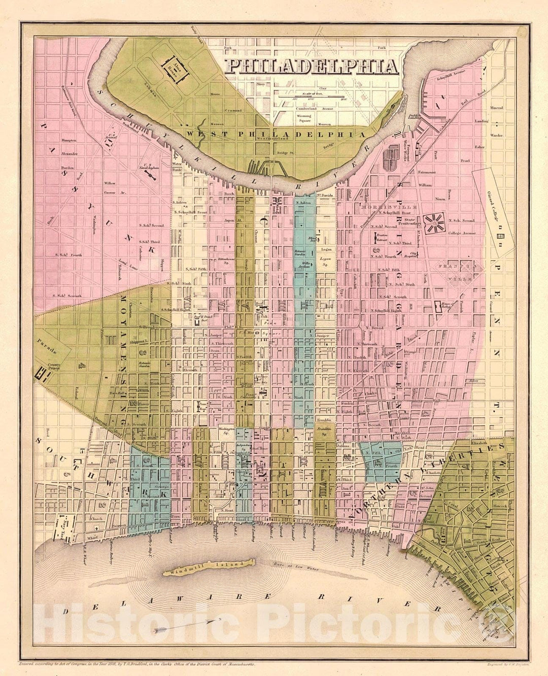 Historic Map : 1838 Philadelphia : Vintage Wall Art