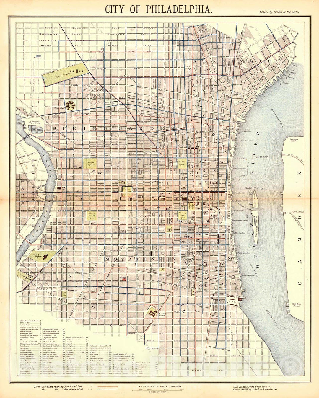 Historic Map : 1884 City of Philadelphia : Vintage Wall Art