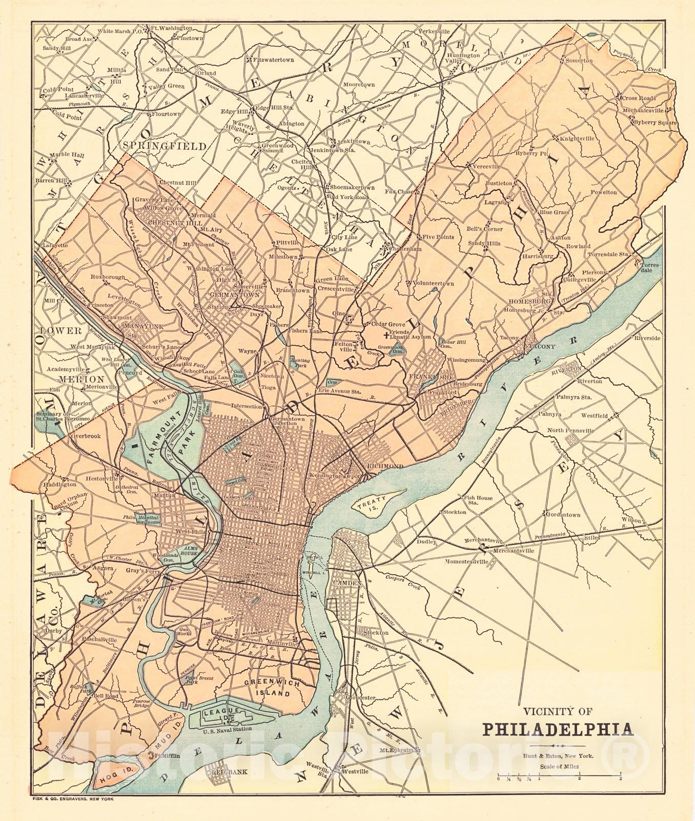 Historic Map : 1892 Vicinity of Philadelphia : Vintage Wall Art