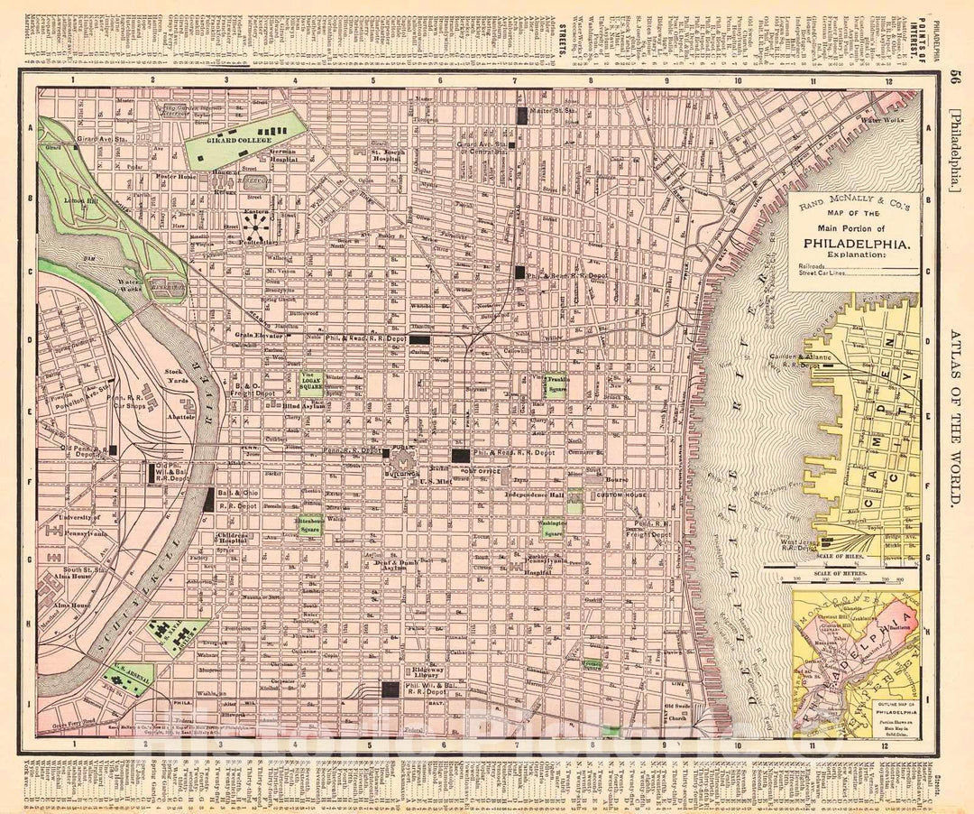 Historic Map : 1895 Map of the Main Portion of Philadelphia : Vintage Wall Art