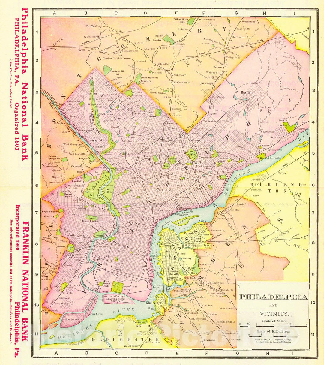 Historic Map : 1901 Philadelphia and Vicinity : Vintage Wall Art