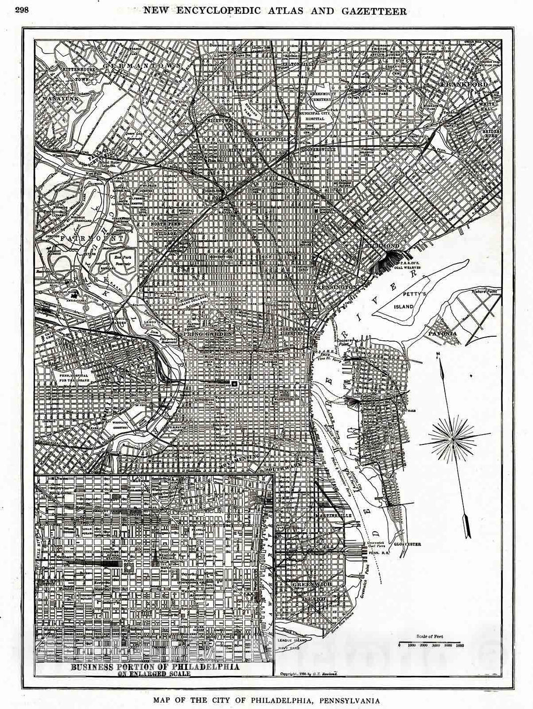 Historic Map : 1909 Map of the City of Philadelphia, Pennsylvania  : Vintage Wall Art