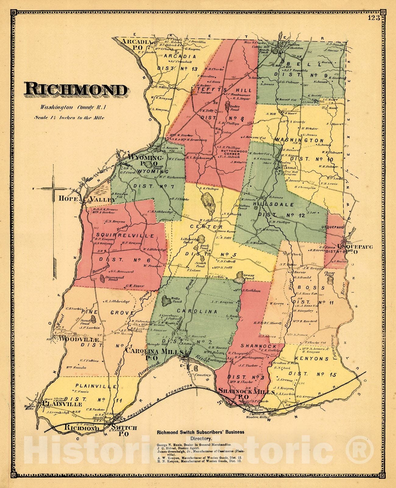 Historic Map : 1870 Atlas of the State of Rhode Island. : Vintage Wall Art