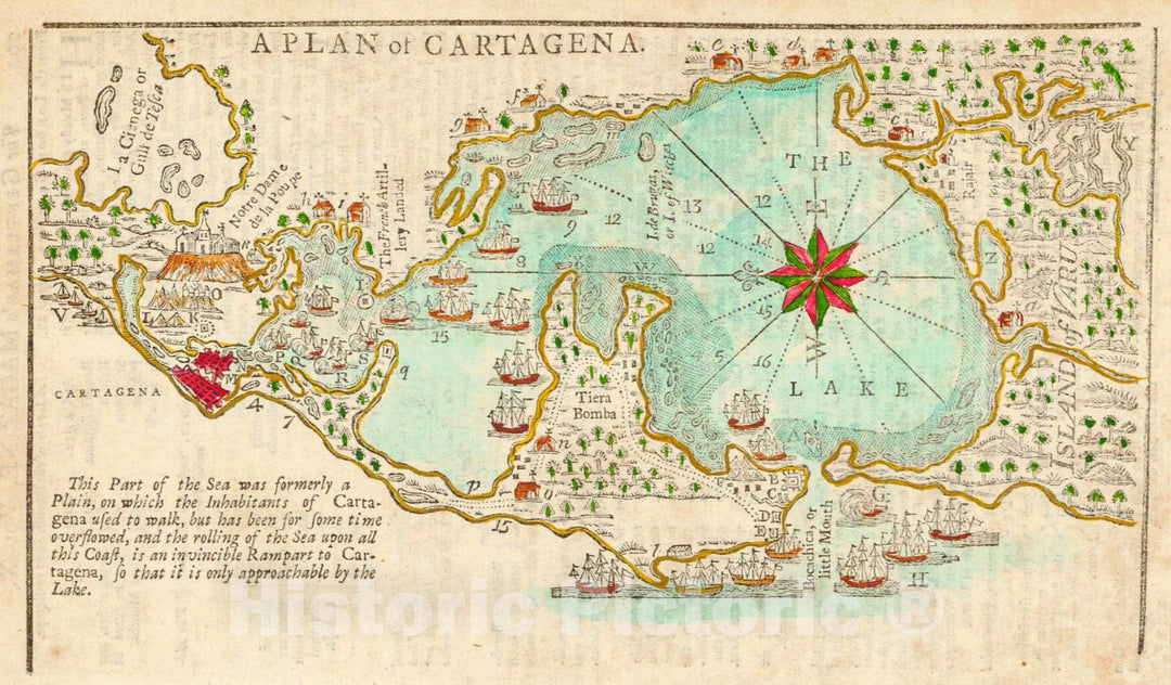 Historic Map : 1740 A Plan of Cartagena (Colombia) : Vintage Wall Art