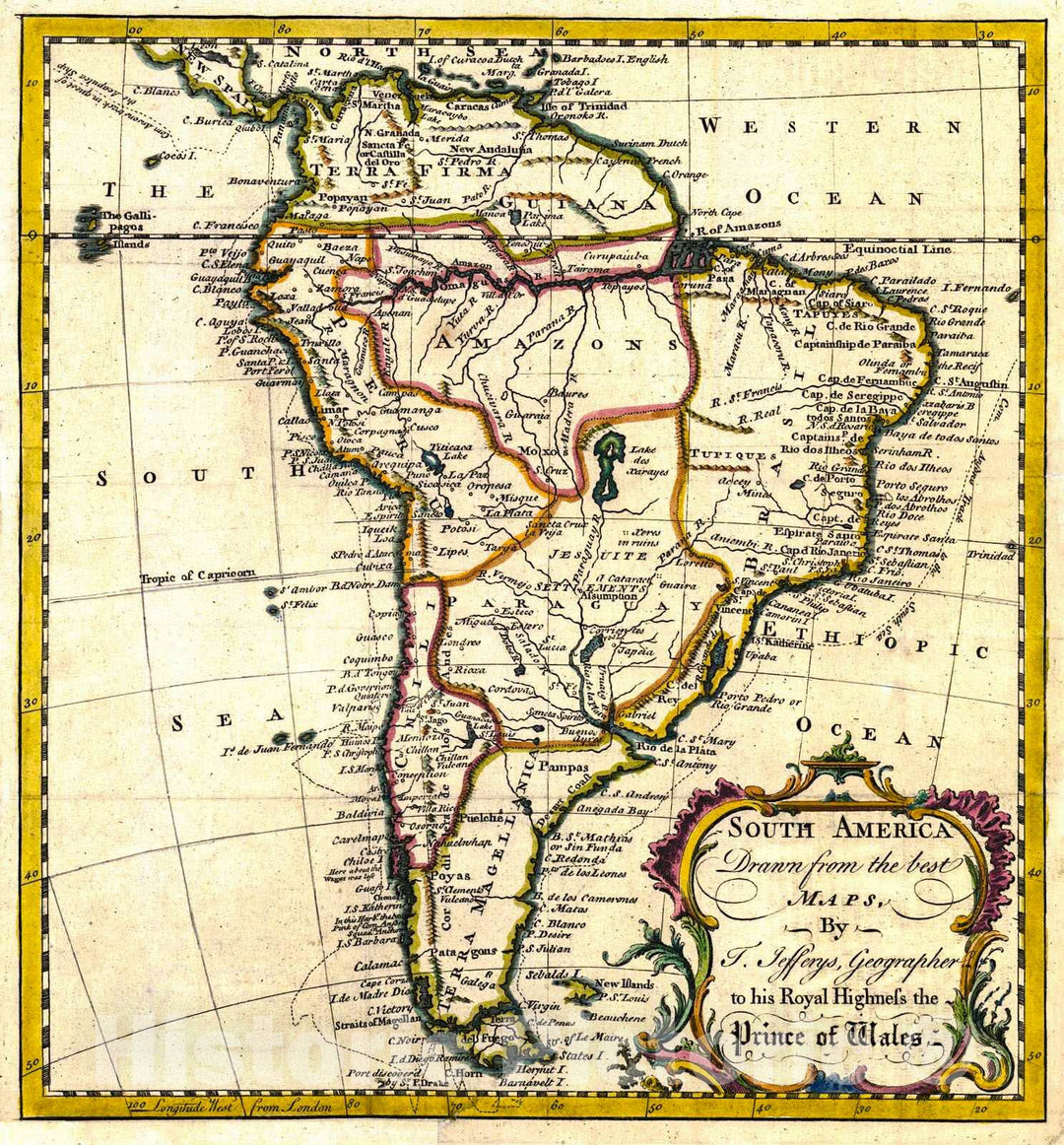 Historic Map : 1749 South America Drawn From the Best of Maps : Vintage Wall Art