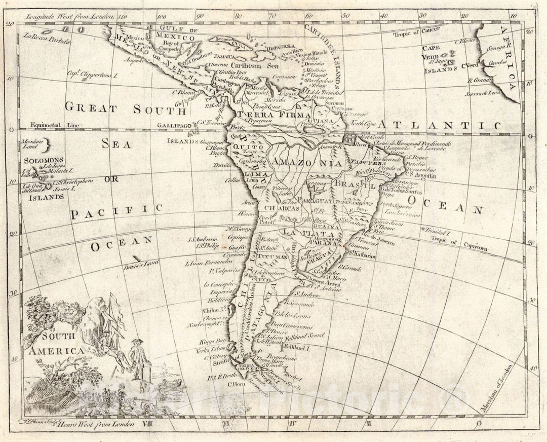 Historic Map : 1762 South America : Vintage Wall Art