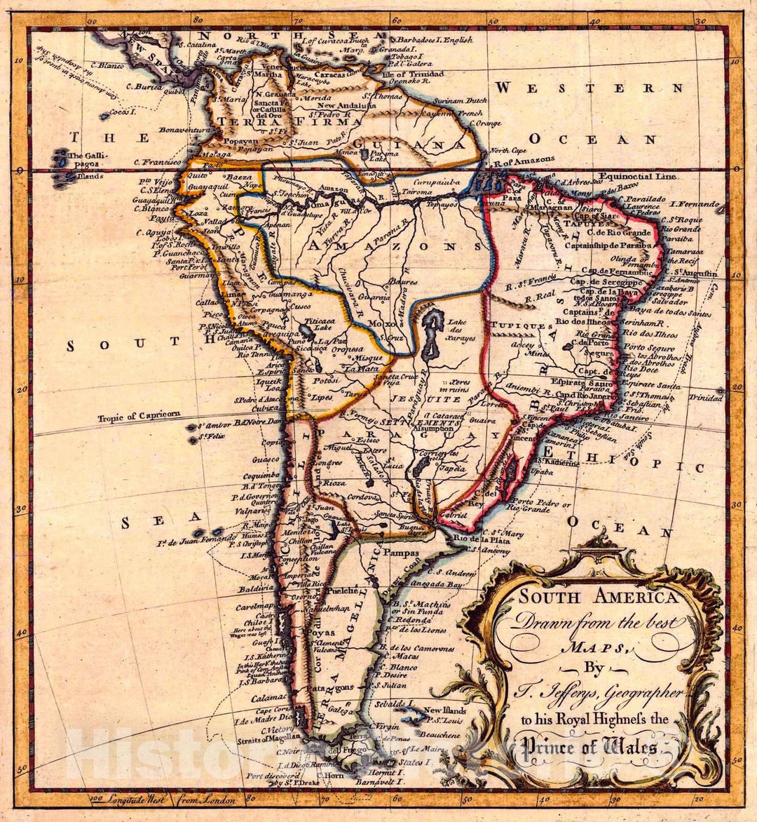 Historic Map : 1765 South America : Vintage Wall Art