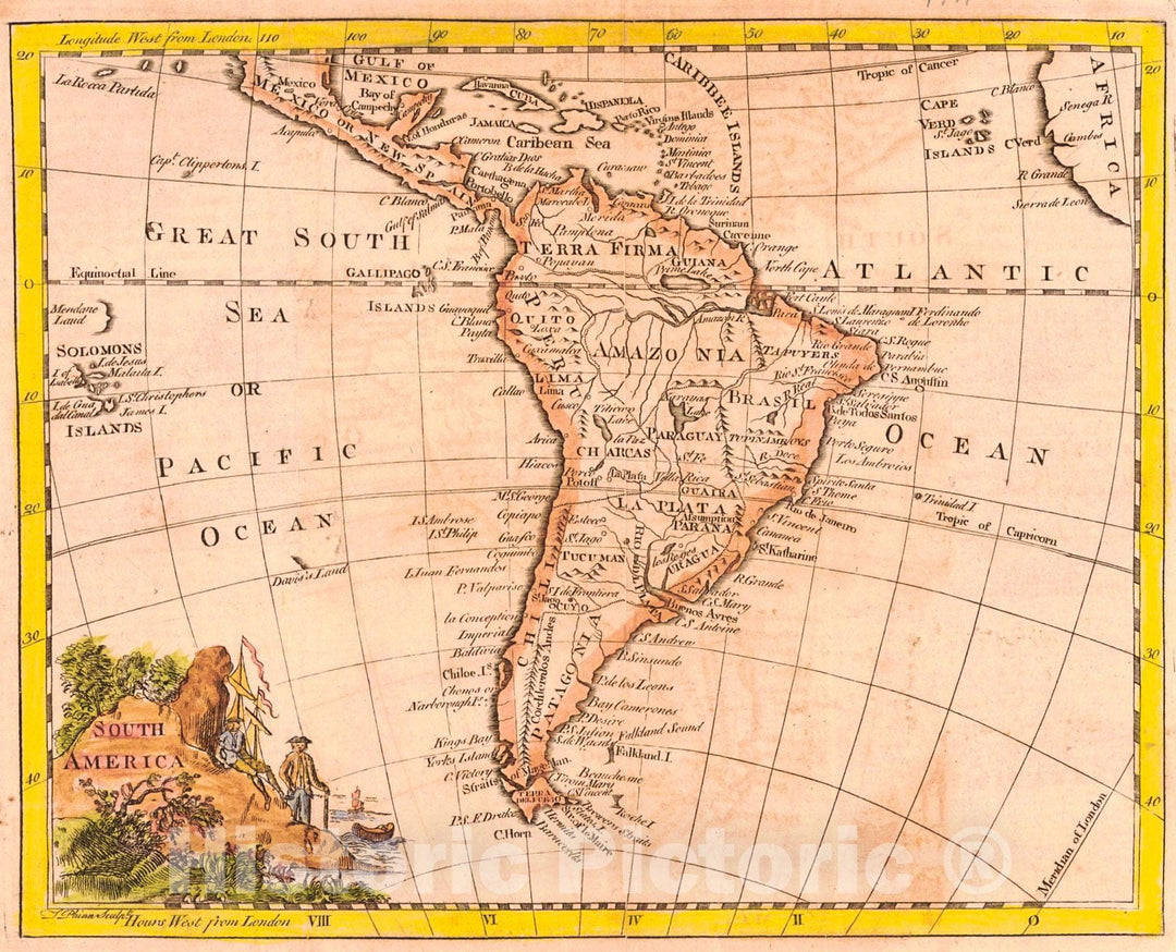 Historic Map : 1771 South America : Vintage Wall Art