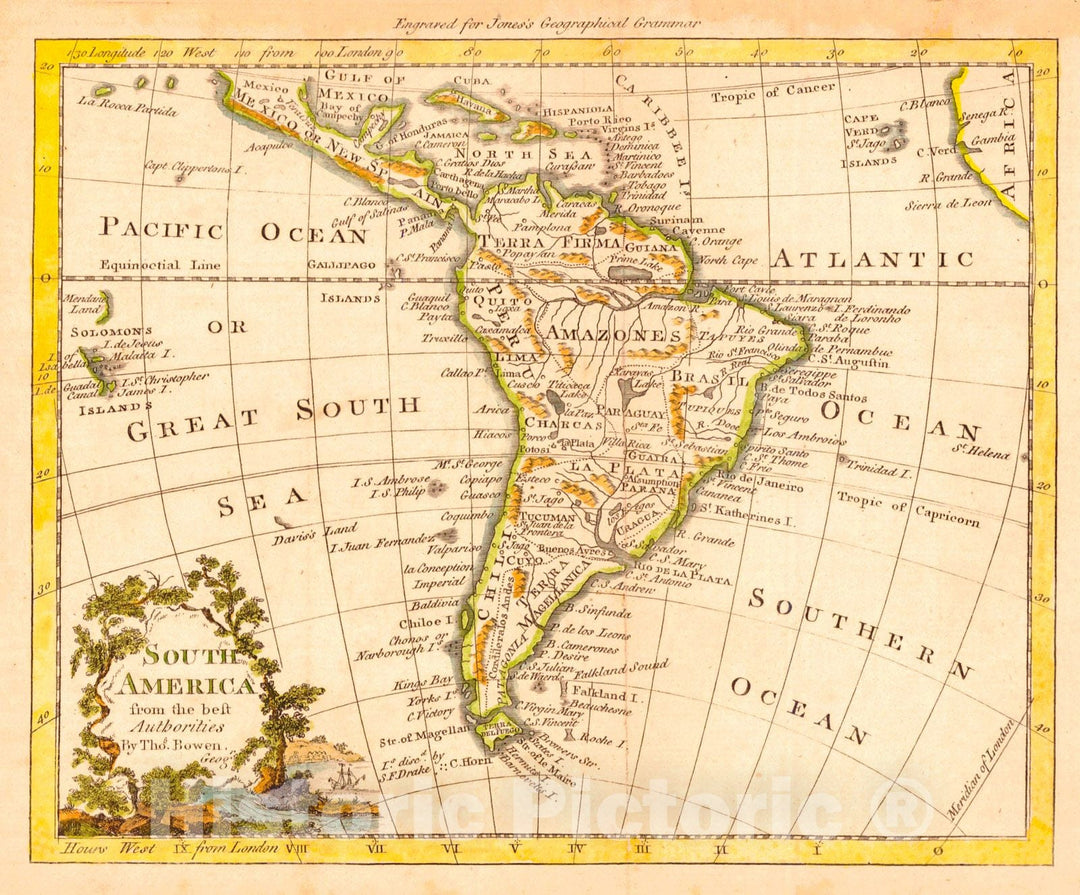 Historic Map : 1772 South America from the best Authorities : Vintage Wall Art