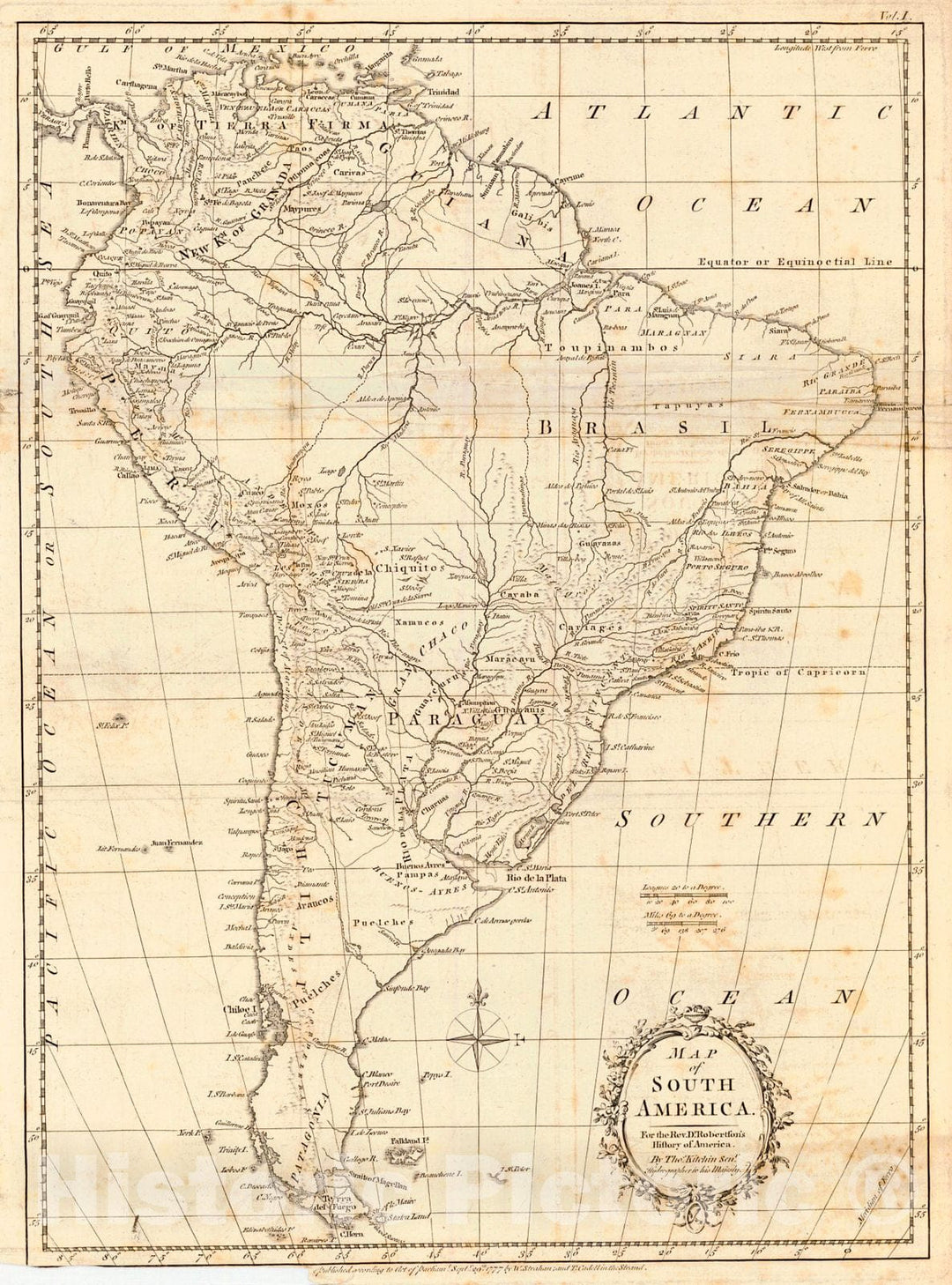 Historic Map : 1777 Map of South America : Vintage Wall Art