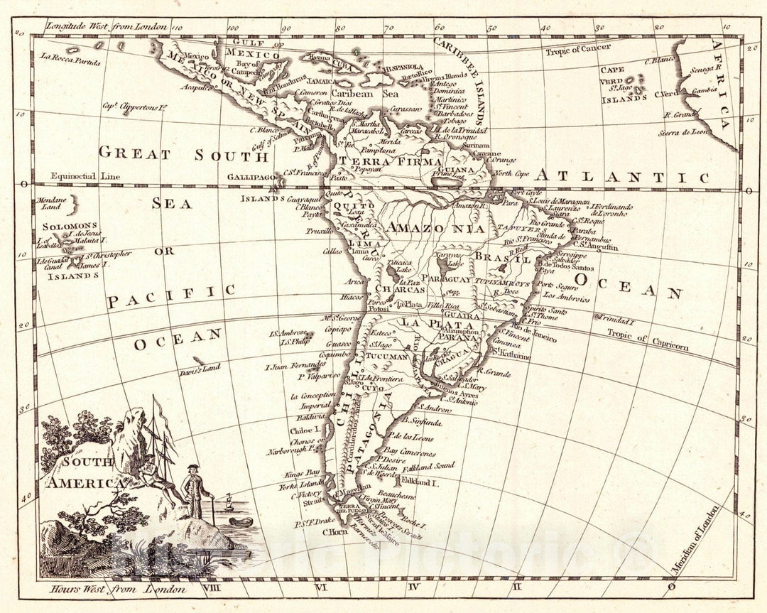 Historic Map : 1790 South America : Vintage Wall Art