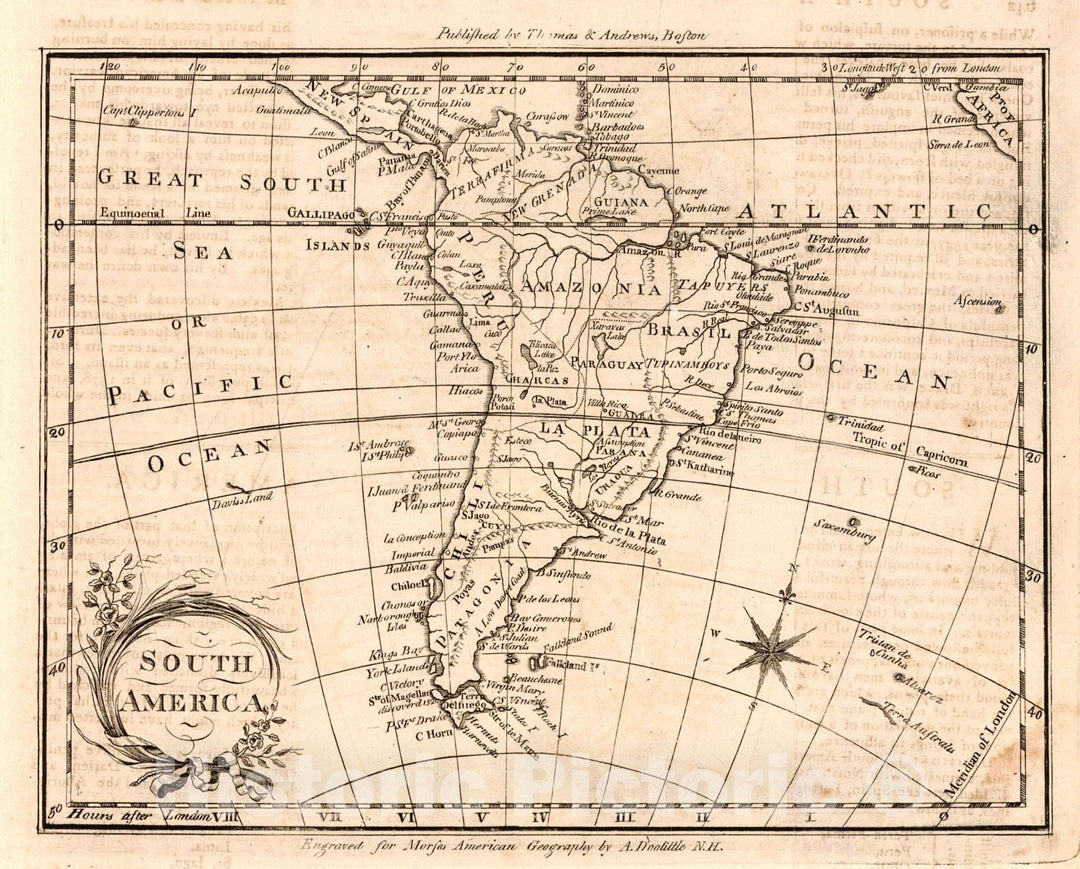 Historic Map : 1793 South America : Vintage Wall Art