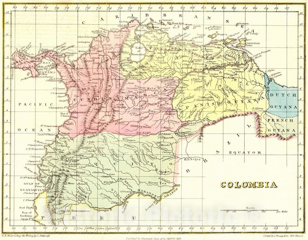 Historic Map : 1823 Colombia : Vintage Wall Art