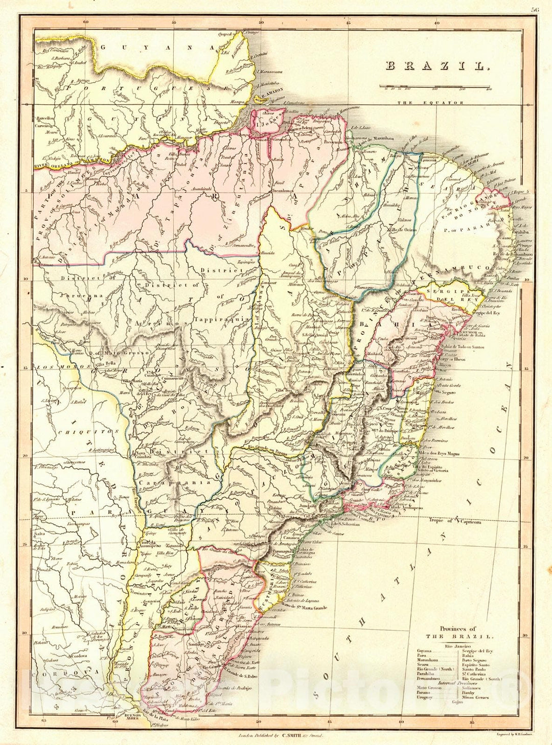 Historic Map : 1827 Brazil : Vintage Wall Art