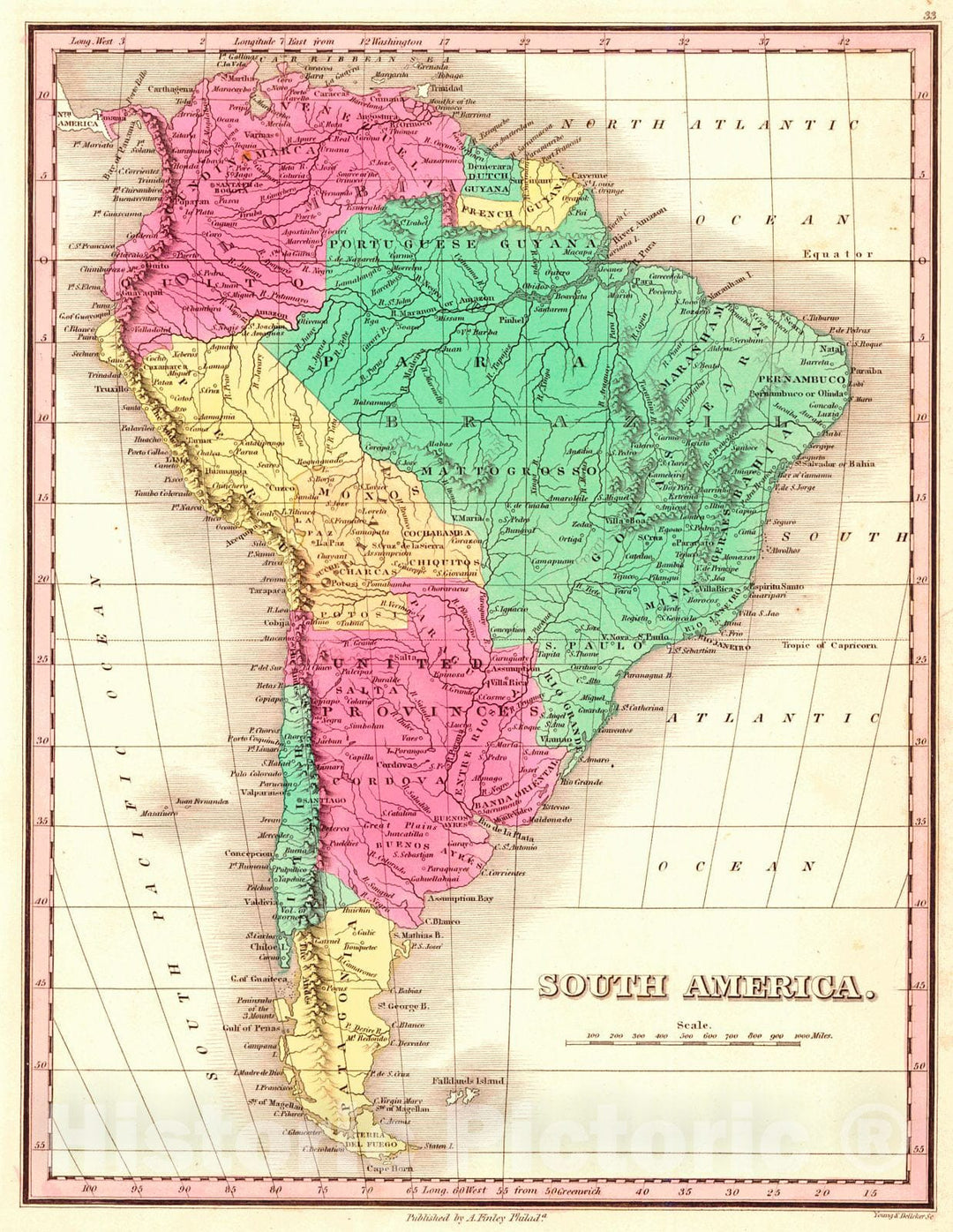 Historic Map : 1829 South America : Vintage Wall Art