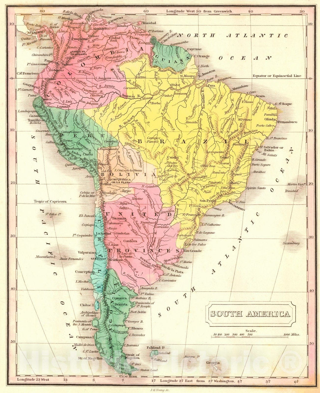 Historic Map : 1830 South America : Vintage Wall Art