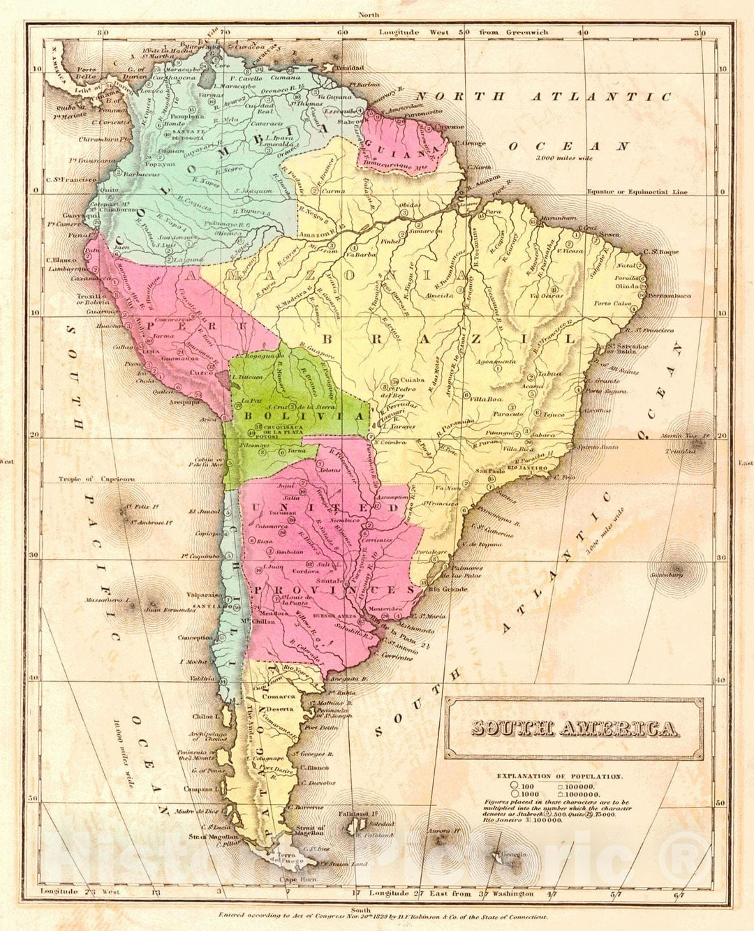 Historic Map : 1837 South America : Vintage Wall Art