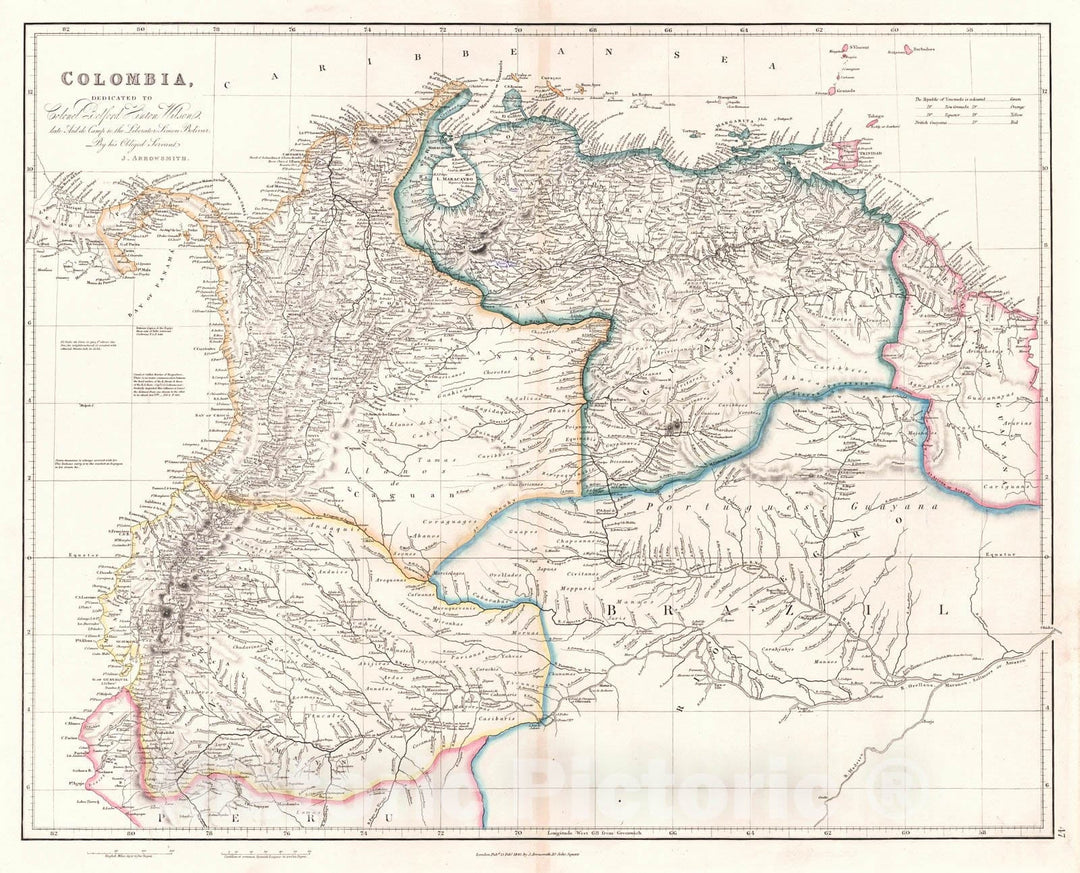 Historic Map : 1842 Colombia : Vintage Wall Art