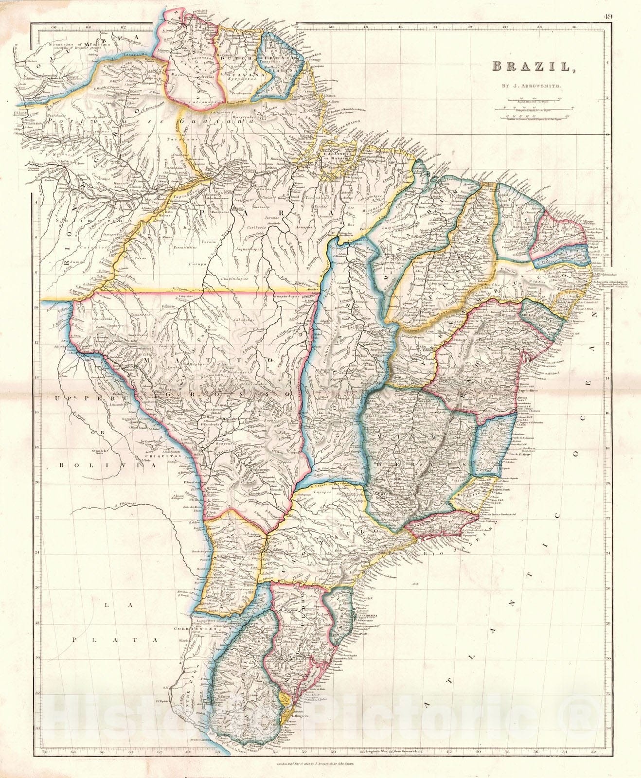 Historic Map : 1842 Brazil : Vintage Wall Art